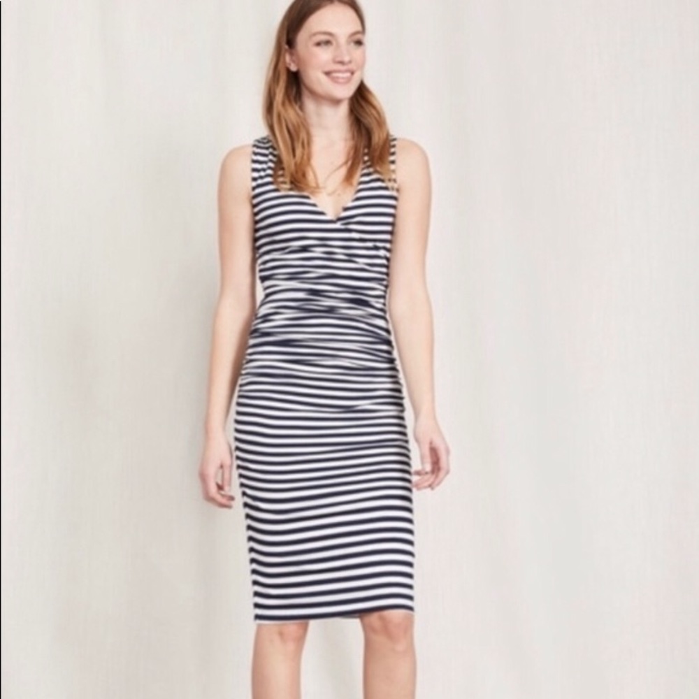 Boden navy and white stripe wrap dress